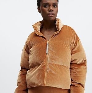 Fabletics velvet crop puffer NWT